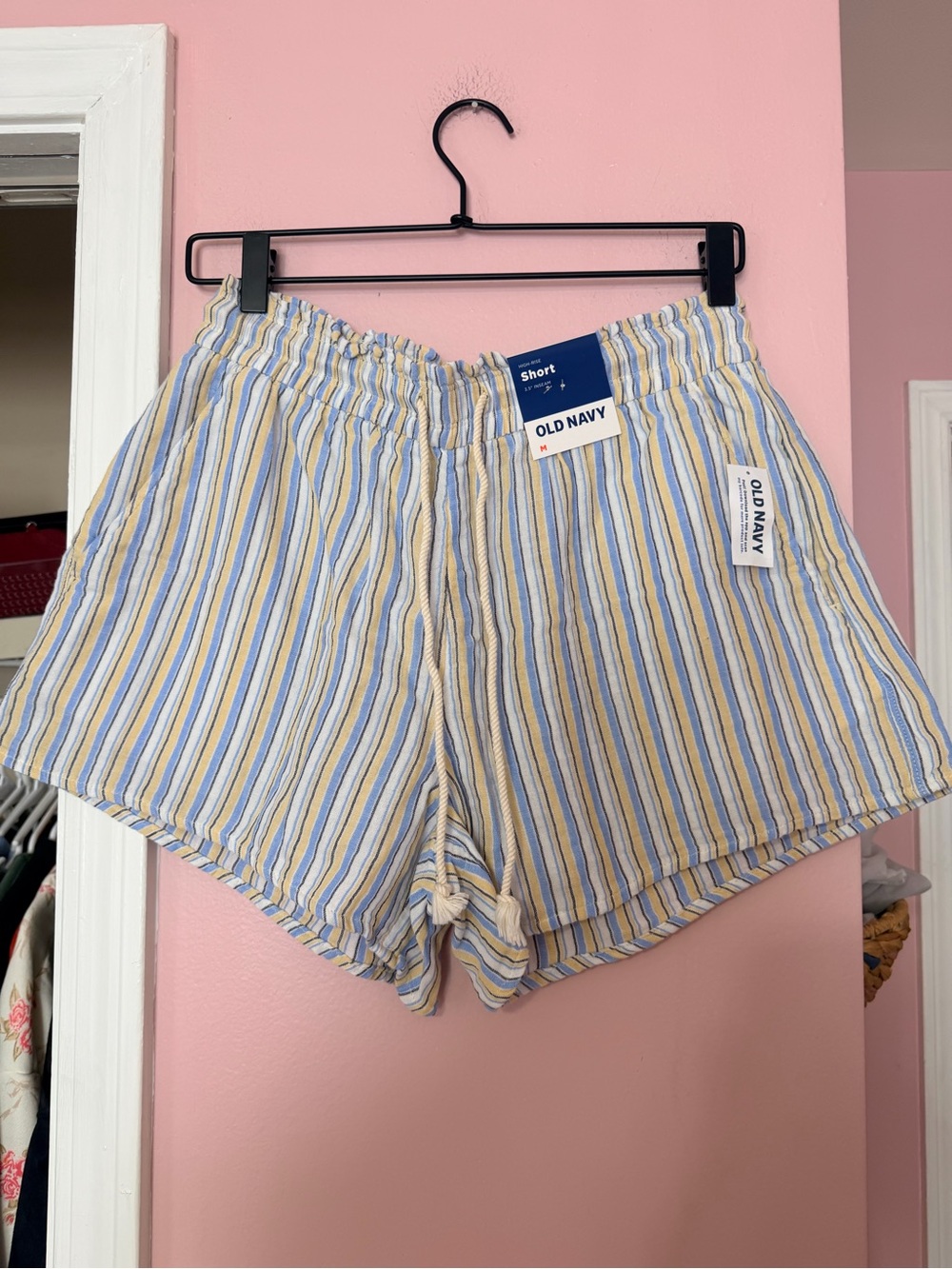 Old Navy Women's Striped Drawstring Shorts - Blue & Yellow